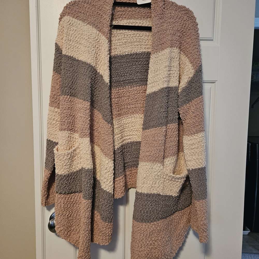 ANDREE BY UNIT Striped Cardigan - Cream, Gray, Tan
